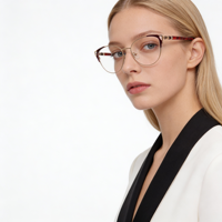 Nuevo Modelo SENSE 955202, Diseño de Lujo, Fabricación OEM y ODM, Logotipo Personalizado, Montura de Gafas Metálicas de Ojo de Gato para Mujer