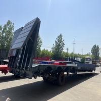 Semi-remorque à plateau bas de 3 essieux, 30 tonnes, 13 m, pour le transport de conteneurs, avec échelle mécanique, plateau plat robuste, plateforme basse