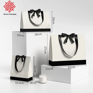 Sac de shopping en papier kraft Baoren avec votre propre logo, sac d'emballage en papier pour bijoux, sac cadeau de luxe recyclable en papier artistique - Product Image 2