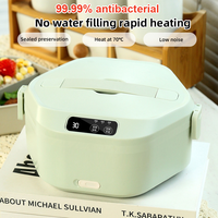 Boîte à lunch chauffante sans fil rechargeable, chauffe-aliments portable sans fil, boîte bento à 3 compartiments avec doublure antibactérienne