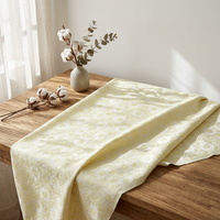 Tissu Jacquard Damassé Anti-Boulochage en Satin Brocart Jaune Clair à Petites Fleurs de Marguerite 100% Polyester pour Costume Ethnique DIY