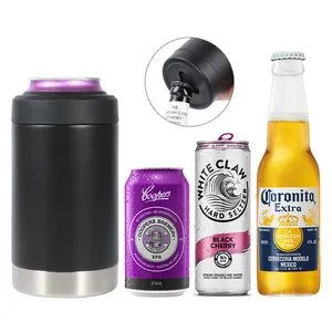 Austrália 375ml lata de refrigeração 3 em 1, aço inoxidável isolado à vácuo 12oz cerveja suporte de garrafa slim can isolador