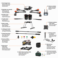 Drone de nettoyage de vitres commercial 12MPa haute pression, 60 min d'autonomie de vol, auto-amorçant pour le lavage des façades vitrées en hauteur, IP55