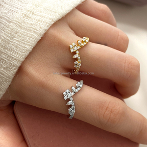 Fashion Accessory Wholesale Brass Cubic Zirconia <b>Stack</b> <b>Rings</b> 18K Gold Plated Brass <b>Ring</b> for Women - Product Image 3