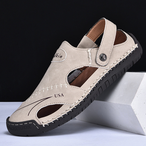Sandali estivi da <span class=keywords><strong>uomo</strong></span> OEM, cuciti a mano, taglia grande, traspiranti, casual, con suola <span class=keywords><strong>in</strong></span> <span class=keywords><strong>gomma</strong></span> confortevole. - Product Image 2