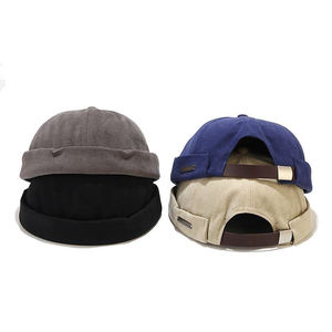 Hip Hop Vintage extérieur unisexe réglable bonnets Skullcap chapeau métal lettre sans bord casquettes couleur unie Docker casquette sans visière - Product Image 2