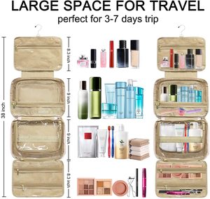 Женская розовая сумка для туалетных принадлежностей на заказ, вместительная сумка для туалетных принадлежностей с подвесным крючком, полноразмерный органайзер для косметики - Product Image 5