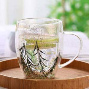 Carafe et chauffe-tasses en acrylique à double paroi isolée sous vide avec poignée à motif floral, plateau carré de style contemporain - Product Image 4