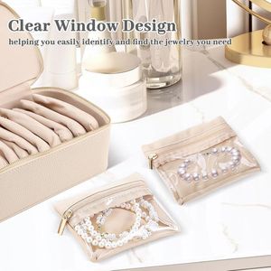 Boîtes de rangement à bijoux de voyage portables avec sac séparé, organiseur de bijoux pour femmes, étui en cuir pour bagues, boucles d'oreilles, colliers - Product Image 3