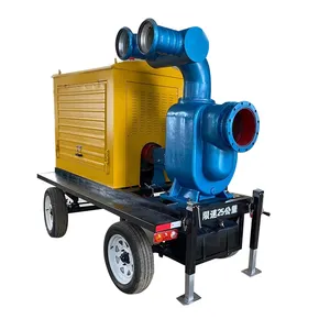 Irrigation System 8 Inch Two Wheel Trailer Mounted Diesel Engine Non Clog Self Priming Centrifugal Electric Water Pump