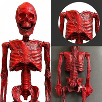 Esqueleto Sangriento Realista para Decoración de Halloween, Accesorios de Terror con Articulaciones Totalmente Posables, Huesos de Cuerpo Humano para Cementerio, Jardín y Exteriores