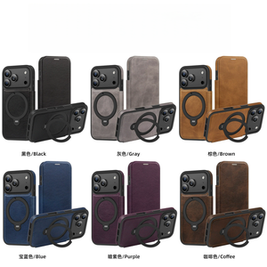 เคสหนังสำหรับ iPhone 17 Pro ด้านในบุหนัง พร้อมห่วงคล้องนิ้ว, เคสหนังพับได้สำหรับ iPhone 18 - Product Image 5