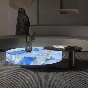 Mesa de centro de mármol moderna Muebles de piedra hechos a mano simples de gama alta Muebles para el hogar contemporáneos de jade luminosos personalizables - Product Image 4
