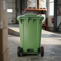 Poubelle à roulettes Zheng Xiang 240L en PEHD vert, bac à déchets robuste avec couvercle fermé pour entrepôt extérieur