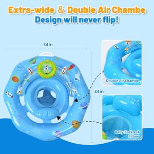 Flotador de Piscina para Bebés con Diseño de OVNI y Alienígena, con Toldo, Asiento de Seguridad Ajustable y Juguetes con Sonido - Product Image 4