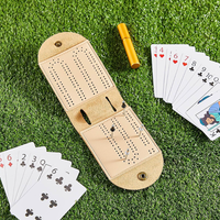 Jeu de cribbage portable de voyage pour activités de plein air, avec plateau de score pliable en cuir PU, pochette pour cartes et sac de transport pour cartes de cribbage