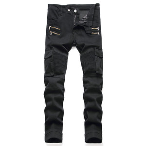 Jeans skinny pour homme de haute qualité, extensible, déchiré, coupe slim, hip hop, blanc, noir, plissé, déchiré, denim - Product Image 5