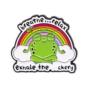 Divertido Pin <span class=keywords><strong>de</strong></span> Solapa Esmaltado <span class=keywords><strong>de</strong></span> Rana <span class=keywords><strong>de</strong></span> Yoga Arcoíris, con diseño <span class=keywords><strong>de</strong></span> Respirar, Relajarse, Expirar <span class=keywords><strong>y</strong></span> Nube Arcoíris, para Meditación Sarcástica <span class=keywords><strong>y</strong></span> Alivio del Estrés - Product Image 1