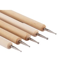 Outils de nail art : Ensemble de 5 stylos à pointe de perçage en bois pour motifs floraux et lignes de traçage