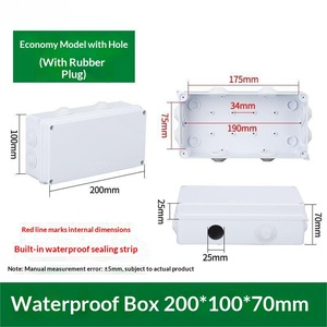 200x100x70mm IP65 Waterproof Junction Box with <b>Rubber</b> <b>Plug</b> Pre-drilled Holes Built-in Sealing Strip Economy Model Terminal box - Product Image 1