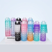 Bouteille d'eau d'été grande capacité 750 ml, tasse à paille dégradée pour sports de plein air, portable, en PC, anti-fuite et résistante aux chutes