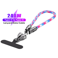 Kabel Lanyard cerdas ponsel, 240W PD pengisian daya Cepat 0.3M 1.2M kabel Lanyard cerdas tipe C tali seng Aloi tali selempang