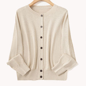 Suéter de Cachemira Versátil para Mujer, Cuello Redondo, Color Sólido, Cárdigan de Punto, Ropa Exterior, Estilo Holgado, Novedad de Otoño Invierno - Product Image 3