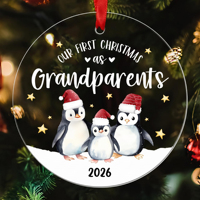 Notre Premier Noël Grandparents 2026 - Ornement en Acrylique - Cadeau d'Annexionnement pour Nouveaux Grandparents (Chine)