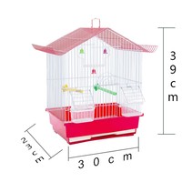 Cage à oiseaux de style maison avec accessoires, petite cage à perroquets pour perruches et agapornis, cage à oiseaux portable en fil métallique avec perchoirs et mangeoires