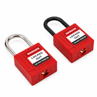 Mini cadenas de sécurité LOTO, corps en nylon, cylindre en laiton, anse longue en acier inoxydable, avec étiquette de danger, clés différentes