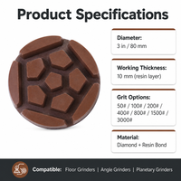Disque abrasif diamanté PanGu OEM à liant résineux pour béton, utilisation à sec, 3 pouces, pour polissage de sols, compatible avec les meuleuses d'angle