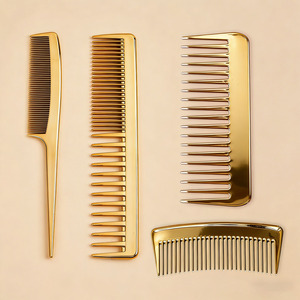 Juego de peines de carbono chapados en oro con logotipo personalizado, peines de cola de rata, peines de púas anchas para <span class=keywords><strong>peluquería</strong></span> - Product Image 1