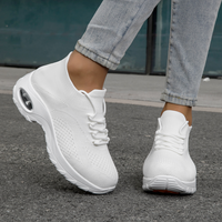 Chaussures de marche classiques pour femmes, respirantes, avec coussin d'air, dessus en coton, antidérapantes, légères, pour la course à pied, printemps automne