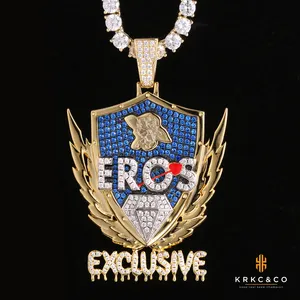 KRKC – pendentif Hip Hop à breloques, testeur de diamant, Hip Hop VVS, pendentif Moissanite, or 18k glacé, bijoux pour hommes