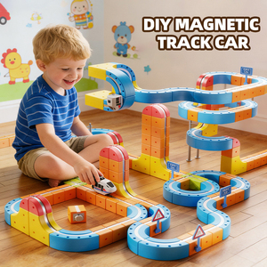 Jouet de voiture à rail, assemblage DIY, piste magnétique, voiture éducative, blocs de construction, jouets de voiture pour enfants - Product Image 1