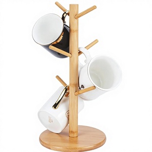 Eco-Friendly Beverage <b>Mug</b> <b>Tree</b> Holder Bolt Inserting Type 6 Hooks Decorative Non-Slip Coffee <b>Mug</b> Rack Home Use - Product Image 1