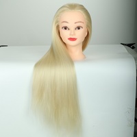 FH Formation Mannequin Coiffeur Tête Yaki Droite Blond Cheveux Synthétiques Tête de Poupée pour la Pratique de la Coiffure
