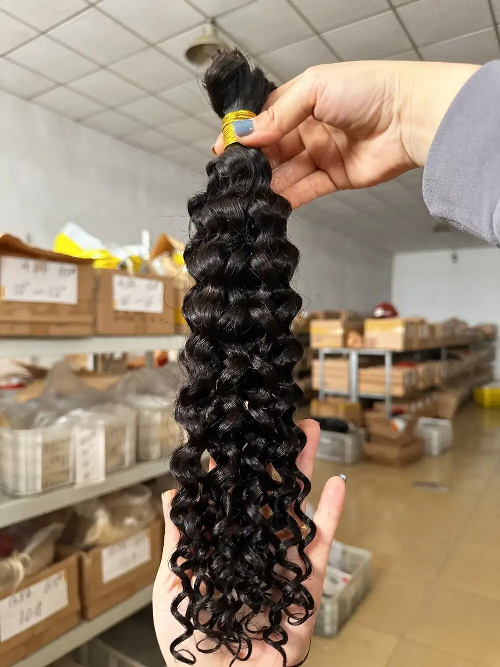 100% natural color unwefted hair extensions no weft bulk deep wave human hair for braiding