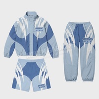 Ensemble de survêtement léger personnalisé OEM, deux pièces, short et veste coupe-vent en polyester et nylon avec fermeture éclair