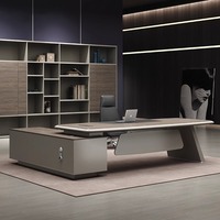 Bureau de direction électrique IULTRA en noyer nordique, avec logo personnalisé, minimaliste, étanche, faible MOQ, avec armoire