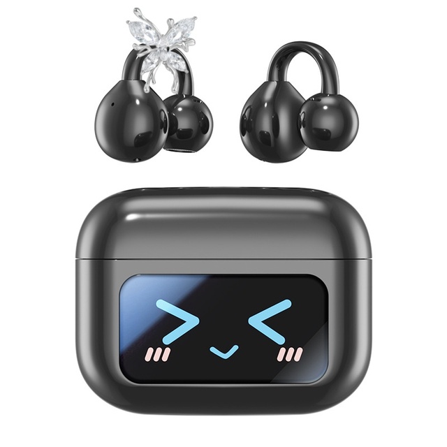 Smart Screen Wireless Earbuds Open Ear Clip-on Noise Cancelling Fashion Earring Headphones Free Luxury Headphone Decoration