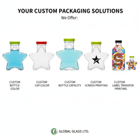 Bouteille en plastique PET transparente de 160 ml en forme d'étoile à 5 branches, qualité alimentaire, avec couvercle à vis, impression UV, pour bonbons, biscuits, bijoux - Vente en gros OEM