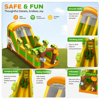 Structure gonflable commerciale à thème ferme avec toboggan et château rebondissant pour enfants, idéale pour les locations de jeux extérieurs et les fêtes
