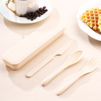 Ensemble de couverts en paille de blé écologique, couteau, cuillère, fourchette, couverts réutilisables en plastique pour enfants, voyage, camping, pique-nique