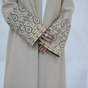 Abaya para <span class=keywords><strong>Mujer</strong></span>, Vestido Musulmán, Ropa Islámica, Diseños de <span class=keywords><strong>Kimono</strong></span> de Lino, Abayas Negras Clásicas - Product Image 4