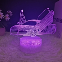 Lampe de nuit 3D moderne de haute qualité pour voiture de sport, contrôle tactile 3 couleurs, lampe décorative USB, vente directe d'usine pour les amateurs d'anime