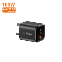 Pengisi Daya Portabel GaN Vina New Products 100W 65W dengan Teknologi AVS+PD 3.2 dan Dua Port USB C, Adaptor Mini untuk iPhone