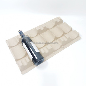 Tùy chỉnh sinh thái thân thiện phân hủy sinh học đúc bột giấy vỏ sò chai rượu vang shipper bao bì Stackable khay khuôn giấy bột giấy khay - Product Image 3