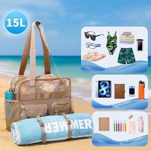 Sac fourre-tout de plage en maille pour femme avec bandoulière amovible - Léger, idéal pour le porté croisé ou en bandoulière, adapté au stade, au travail et au sport - Product Image 5
