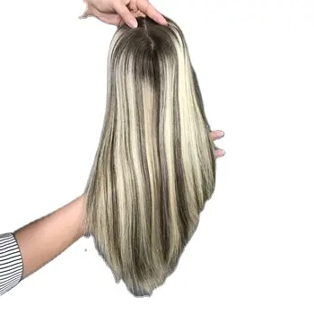 8C60# New products silk top human hair topper human hair Wholesale Price 16inches 7x7 silk top affordable for white women